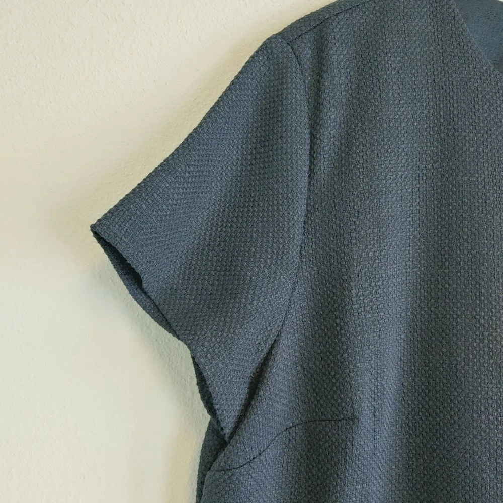 Ann Taylor NWT Short Sleeve Navy Blue Textured Pocket Shift Dress Sz 16 - Picture 7 of 11